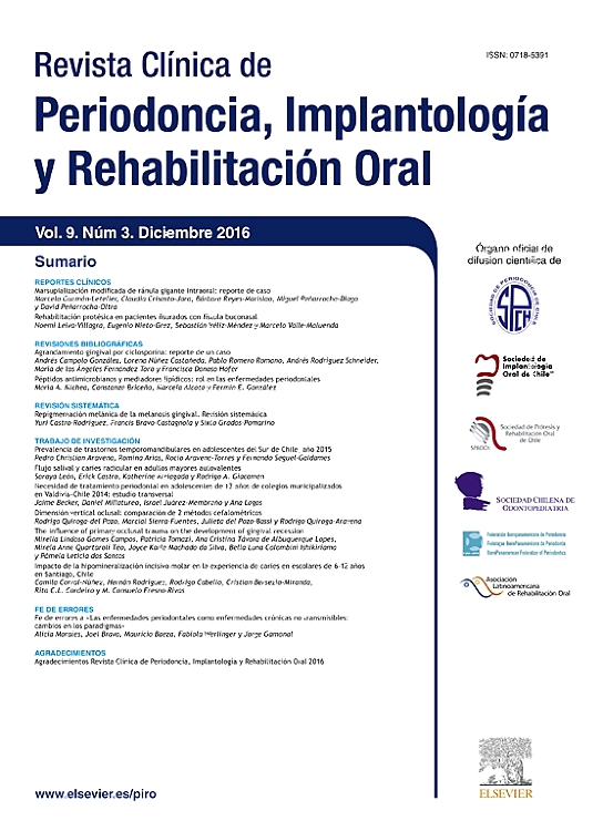 Go to journal home page - Revista Clínica de Periodoncia, Implantología y Rehabilitación Oral